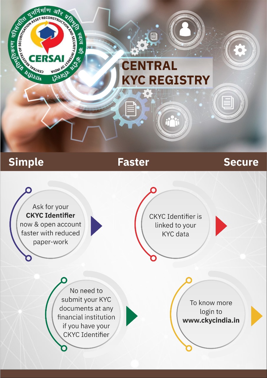 Central KYC Registry Infographic - Process flowchart showing Simple, Faster, and Secure digital KYC verification